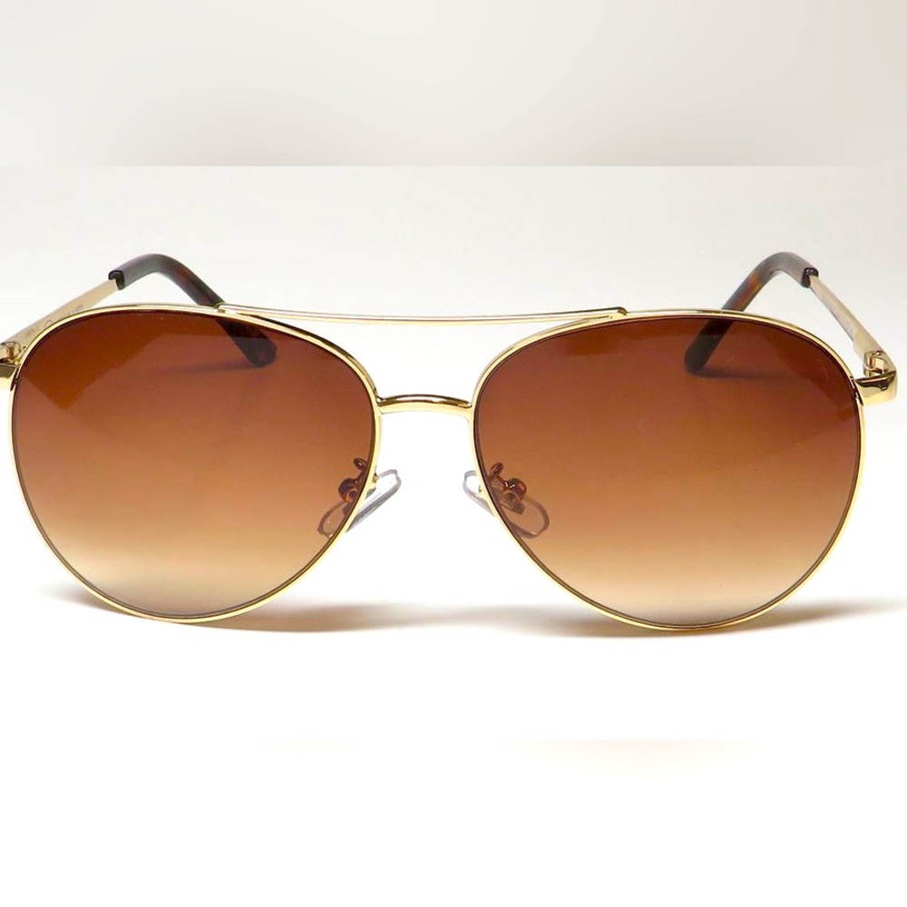Oscar By Oscar De La Renta-Brown & Gold Aviator Sunglasses w‎/out case NWT